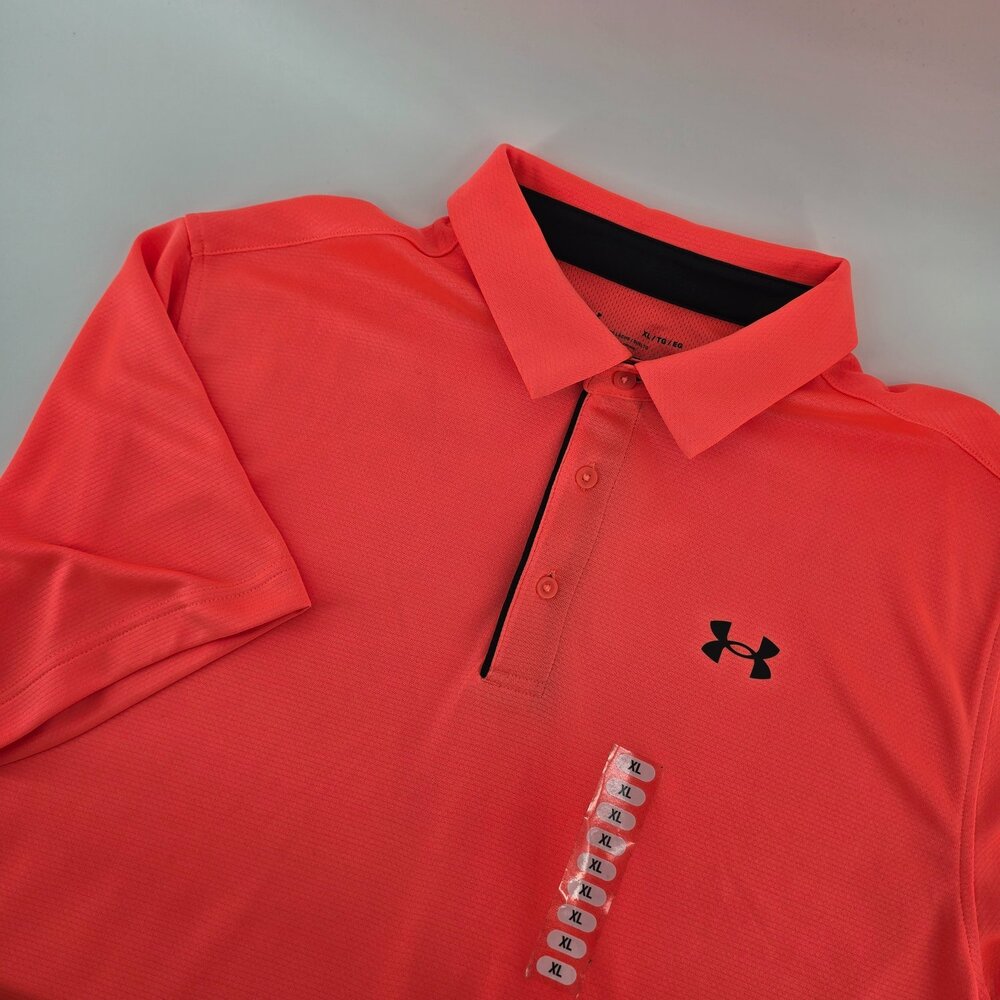 Under armour Performance Polo 2.0 Mens Neon Orange Short Sleeve Golf Size XL